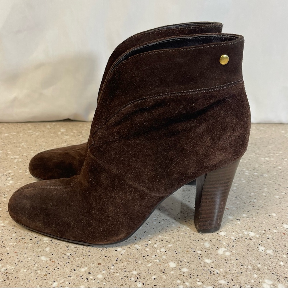 Women’s Franco Sarto “Limber” Brown Suede Heeled Booties Size 6.5